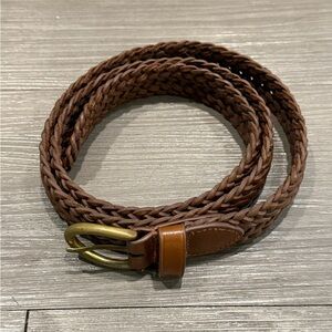 Brown Braided Leather Belt